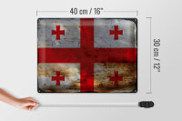 Blechschild Flagge Georgien 40x30cm Flag of Georgia Rost