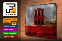 Blechschild Flagge Gibraltar 40x30cm Flag Gibraltar Rost