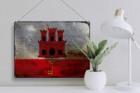 Blechschild Flagge Gibraltar 40x30cm Flag Gibraltar Rost