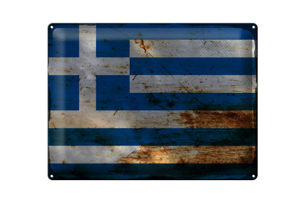 Blechschild Flagge Griechenland 40x30cm Flag Greece Rost