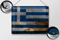 Blechschild Flagge Griechenland 40x30cm Flag Greece Rost
