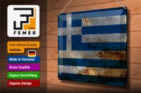 Blechschild Flagge Griechenland 40x30cm Flag Greece Rost