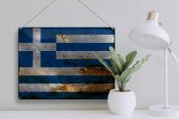 Blechschild Flagge Griechenland 40x30cm Flag Greece Rost