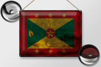 Blechschild Flagge Grenada 40x30cm Flag of Grenada Rost