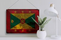 Blechschild Flagge Grenada 40x30cm Flag of Grenada Rost
