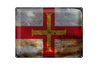 Blechschild Flagge Guernsey 40x30cm Flag of Guernsey Rost