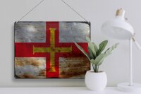 Blechschild Flagge Guernsey 40x30cm Flag of Guernsey Rost
