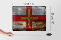 Blechschild Flagge Guernsey 40x30cm Flag of Guernsey Rost