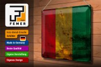Blechschild Flagge Guinea 40x30cm Flag of Guinea Rost
