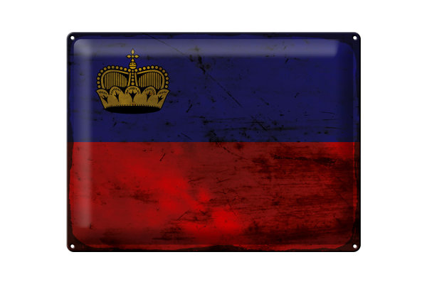 Blechschild Flagge Liechtenstein 40x30cm Flag Rost