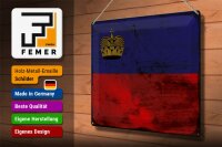 Blechschild Flagge Liechtenstein 40x30cm Flag Rost