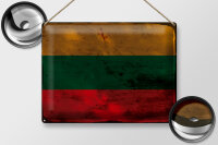 Blechschild Flagge Litauen 40x30cm Flag of Lithuania Rost