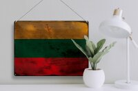 Blechschild Flagge Litauen 40x30cm Flag of Lithuania Rost