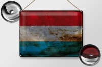 Blechschild Flagge Luxemburg 40x30cm Flag Luxembourg Rost