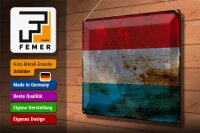Blechschild Flagge Luxemburg 40x30cm Flag Luxembourg Rost