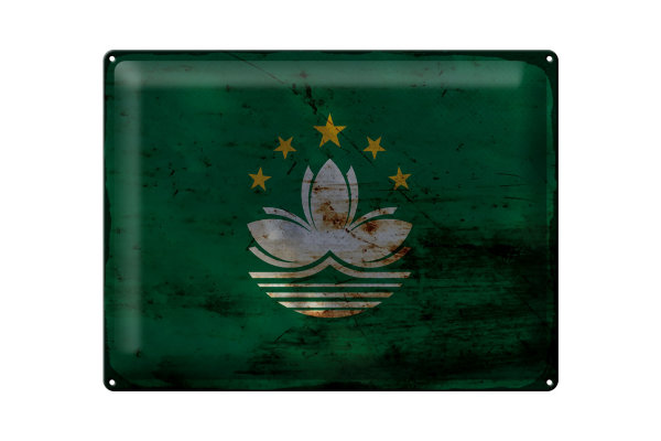 Blechschild Flagge Macau 40x30cm Flag of Macau Rost