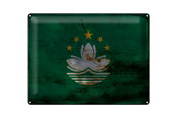 Blechschild Flagge Macau 40x30cm Flag of Macau Rost