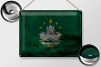 Blechschild Flagge Macau 40x30cm Flag of Macau Rost