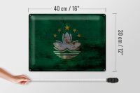 Blechschild Flagge Macau 40x30cm Flag of Macau Rost
