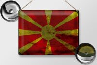 Blechschild Flagge Mazedonien 40x30cm Flag Macedonia Rost