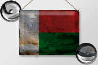 Blechschild Flagge Madagaskar 40x30cm Madagascar Rost