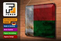 Blechschild Flagge Madagaskar 40x30cm Madagascar Rost
