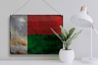 Blechschild Flagge Madagaskar 40x30cm Madagascar Rost