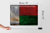 Blechschild Flagge Madagaskar 40x30cm Madagascar Rost