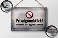 Blechschild Hinweis 18x12cm Privatgrundstück Gefahr
