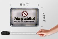 Blechschild Hinweis 18x12cm Privatgrundstück Gefahr