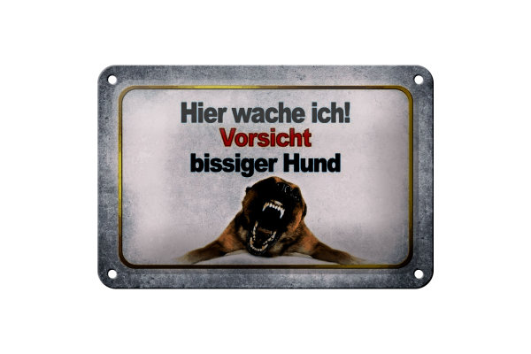 Blechschild Hinweis 18x12cm Vorsicht bissiger Hund