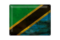 Blechschild Flagge Tansania 40x30cm Flag of Tanzania Rost