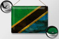 Blechschild Flagge Tansania 40x30cm Flag of Tanzania Rost