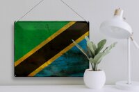 Blechschild Flagge Tansania 40x30cm Flag of Tanzania Rost