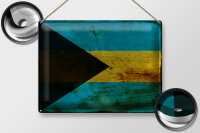 Blechschild Flagge Bahamas 40x30cm Flag of Bahamas Rost