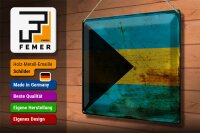Blechschild Flagge Bahamas 40x30cm Flag of Bahamas Rost