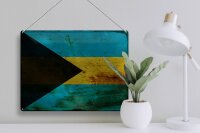 Blechschild Flagge Bahamas 40x30cm Flag of Bahamas Rost