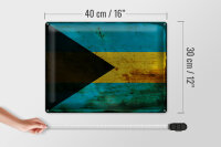 Blechschild Flagge Bahamas 40x30cm Flag of Bahamas Rost