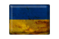 Blechschild Flagge Ukraine 40x30cm Flag of Ukraine Rost