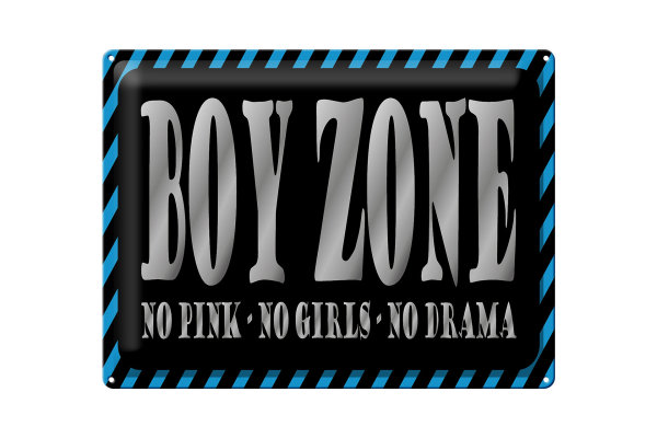Blechschild Spruch 40x30cm Boy Zone no pink girls no drama