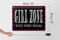 Blechschild Spruch 40x30cm Girl Zone no blue no boys no