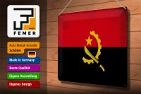 Blechschild Flagge Angolas 40x30cm Flag of Angola Vintage