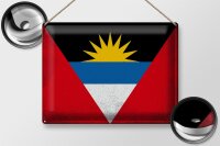 Blechschild Flagge Antigua und Barbuda 40x30cm Flag Vintage