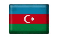 Blechschild Flagge Aserbaidschan 40x30cm Azerbaijan Vintage