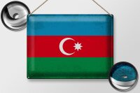 Blechschild Flagge Aserbaidschan 40x30cm Azerbaijan Vintage