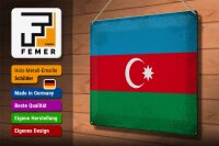 Blechschild Flagge Aserbaidschan 40x30cm Azerbaijan Vintage