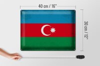Blechschild Flagge Aserbaidschan 40x30cm Azerbaijan Vintage