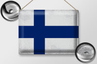 Blechschild Flagge Finnland 40x30cm Flag of Finland Vintage