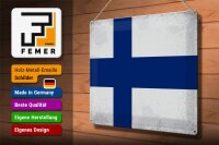 Blechschild Flagge Finnland 40x30cm Flag of Finland Vintage