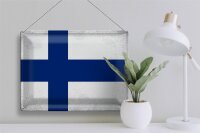 Blechschild Flagge Finnland 40x30cm Flag of Finland Vintage